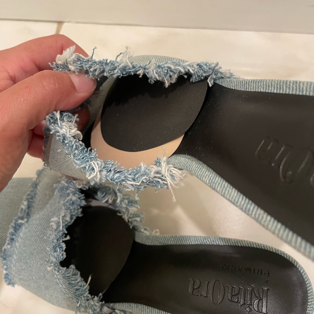 Rita Ora x Primark Frayed Denim Square Toe Heels Size 7 - Picture 4 of 8